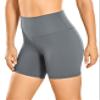 CRZ YOGA Women's Naked Feeling Biker Shorts - 6 Inches High Waist Yoga Workout Running Gym Spandex Dark Carbon Small view 1