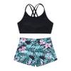 Choomomo Kids Girls 2 Pieces Swimsuit Crisscross Back Bra Top with Boyshorts Tankini Bathing Suits Green 10 view 3