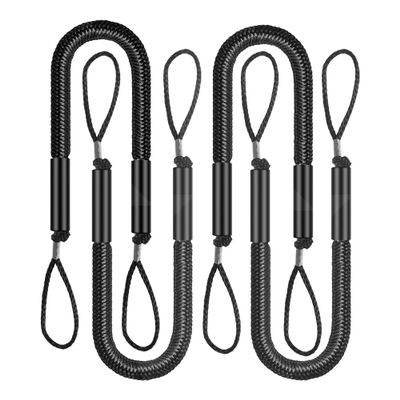 Bungee Dock Line Mooring Rope Bungee Cord Docking String Dockline for Boats Shock Bungee Docking Ropes for Boat Kayak, Jet Ski, Pontoon, Canoe, Power Boat WaveRunner Black (4X)