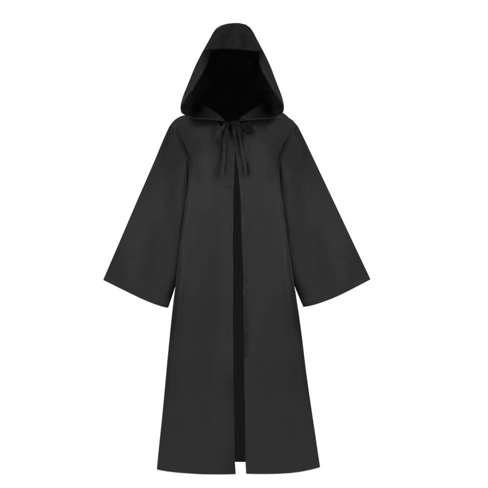Bichingda Adult Robe Hooded Cloak Halloween Christmas Party Cosplay Costume Vampire Tunic Hooded Uniform Black