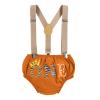 Baby Boy Jungle Safari Theme First 1st Birthday Cake Smash Outfit Cotton Short Sleeve Romper Bodysuit Diaper Cover Shorts Pants Bloomers Y-back Suspenders Crown Headband 4pcs Set Light Brown 12-18M view 4