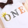 Baby Boy Jungle Safari Theme First 1st Birthday Cake Smash Outfit Cotton Short Sleeve Romper Bodysuit Diaper Cover Shorts Pants Bloomers Y-back Suspenders Crown Headband 4pcs Set Dark Brown 12-18M view 3