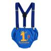 Baby Boy Lion Wild One Theme First 1st Birthday Cake Smash Outfit Cotton Short Sleeve Romper Bodysuit Diaper Cover Shorts Pants Bloomers Y-back Suspenders Crown Headband 4pcs Set Royal Blue 6-12M view 4