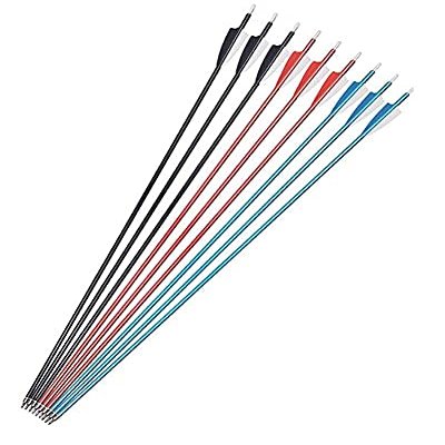 OBTOUTDOOR 6pcs 32'' Aluminum Arrows Removable Tips Spine 450 Practice Hunting for Recurve Bow (Black)