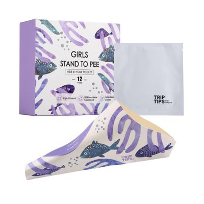 TRIPTIPS Female Urinal Disposable Female Urination Device Urinal for Women Foldable Pee Funnel for Women Waterproof Paper Stand and Pee Cup for Public Toilets, Traveling (Pack of 12)