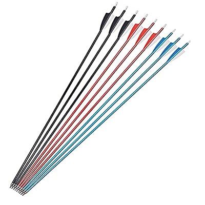 OBTOUTDOOR 6pcs 32'' Aluminum Arrows Removable Tips Spine 450 Practice Hunting for Recurve Bow (Red)