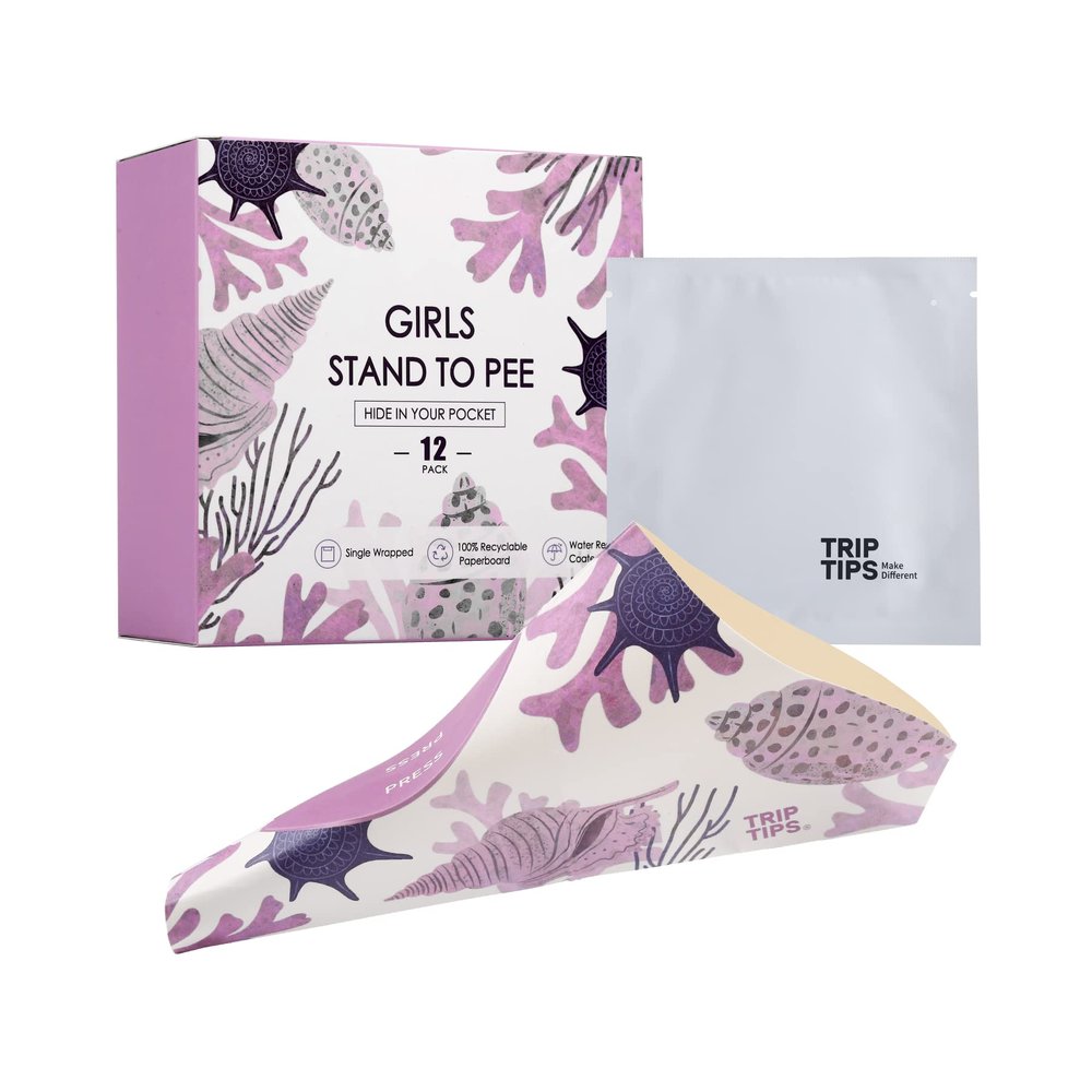 TRIPTIPS Female Urinal Disposable Female Urination Device Urinal for Women Foldable Pee Funnel for Women Waterproof Paper Stand and Pee Cup for Public Toilets, Traveling (Pack of 12)