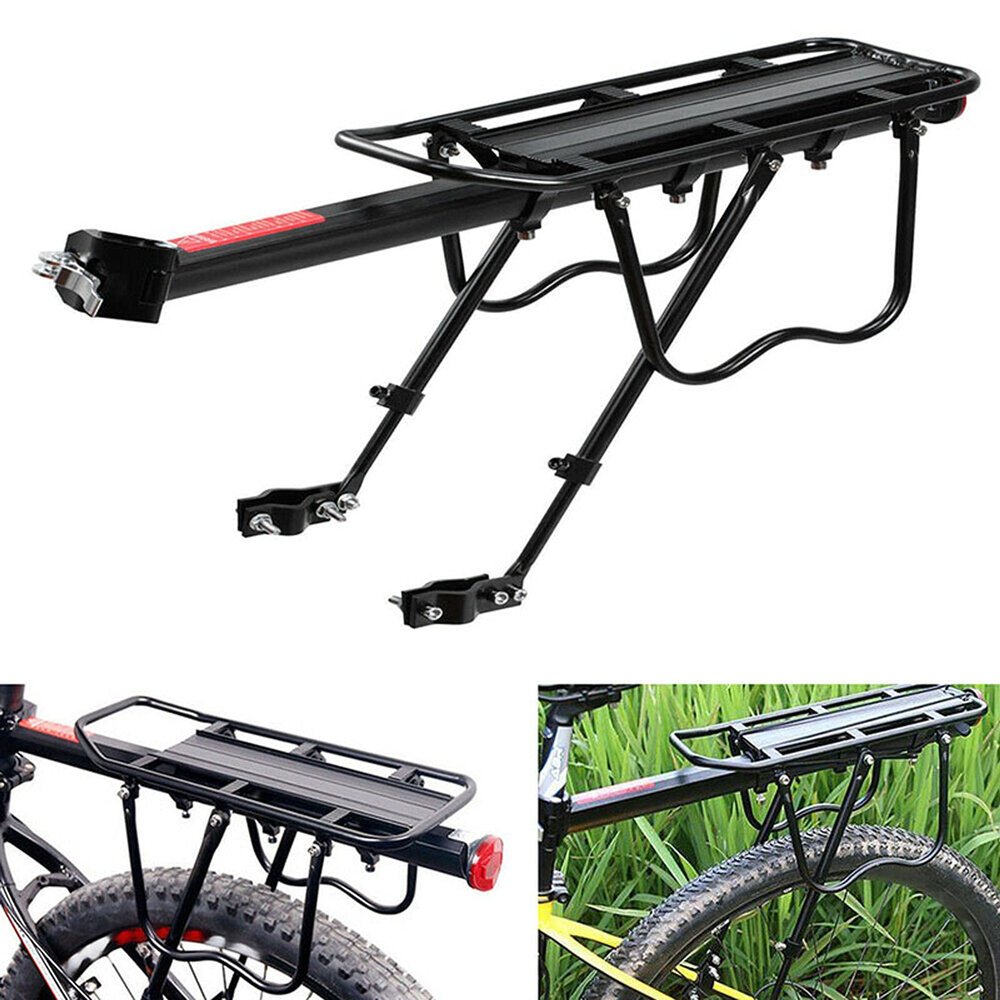 Bike Rear Rack, 110lbs Capacity Rear Bike Rack Adjustable Bicycle Cargo Rack Quick Release Aluminum Bike Luggage Carrier Rack MTB Luggage Cargo Rack with Reflecto, Bicycle Rear Bike Rack