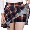 DJT FASHION Shorts for Women Basic Versatile Skorts Casual Stretchy Flared Skater Golf Tennis Mini Skirts with Shorts Large Navy Plaid view 1
