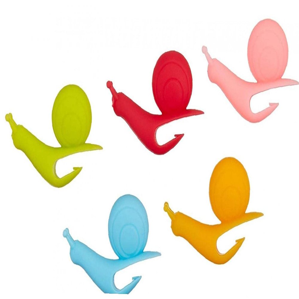 Froiny 5pcs Snail Shape Silicone Tea Bag Holder Cute Tea Bag Cup Mug Hanger Clip Mini Wine Glass Marker Candy Colors