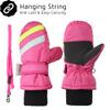 F Flammi Toddler Kids Snow Mittens with String Waterproof Ski Mittens Thinsulate Winter Gloves for Baby Girls Boys(Pink, 0-2) view 2