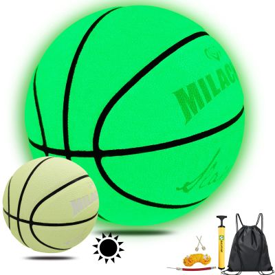 MILACHIC Basketballs Glow in The Dark Basketball Ball, Holographic Glowing Basketballs Size 5/27.5" - Special Indoor-Outdoor Basketball Gifts