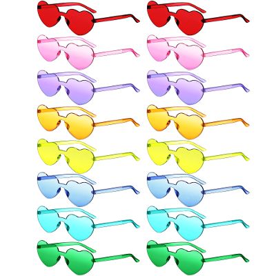 Colzzy 16 Pair Heart Shaped Sunglasses Bulk Witch Birthday Party Sunglasses Candy Color Eyewear for Party Women(Fresh Colors)