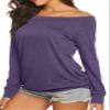 Long Sleeve T Shirts for Women Plus Size 2X Purple Boat Neck Fall Clothing Tops XXL view 3