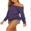 Long Sleeve T Shirts for Women Plus Size 2X Purple Boat Neck Fall Clothing Tops XXL view 4