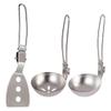 outdoor cookware camping set Camping Cooking Utensils Camp Utensils Folding Kitchen Cooking Utensils Stainless Steel Skimmer Slotted Spoon Baking Tableware (Color : Colander Spoon) view 2