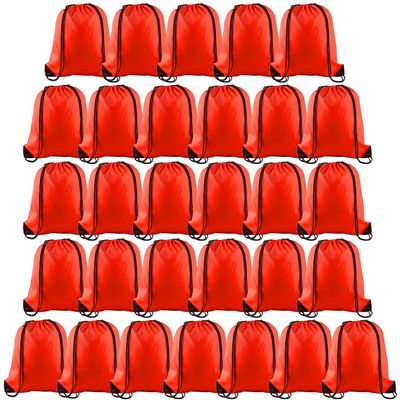 PLULON 30 Pcs Red Drawstring Bags Bulk String Bags Drawstring Backpack Cinch Sack Backpack Bags for Yoga Traveling Outdoor Party