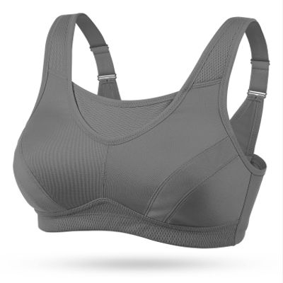 Wingslove Women's Full Coverage High Impact Wirefree Workout Non Padded Sports Bra Bounce Control (Grey,34G)