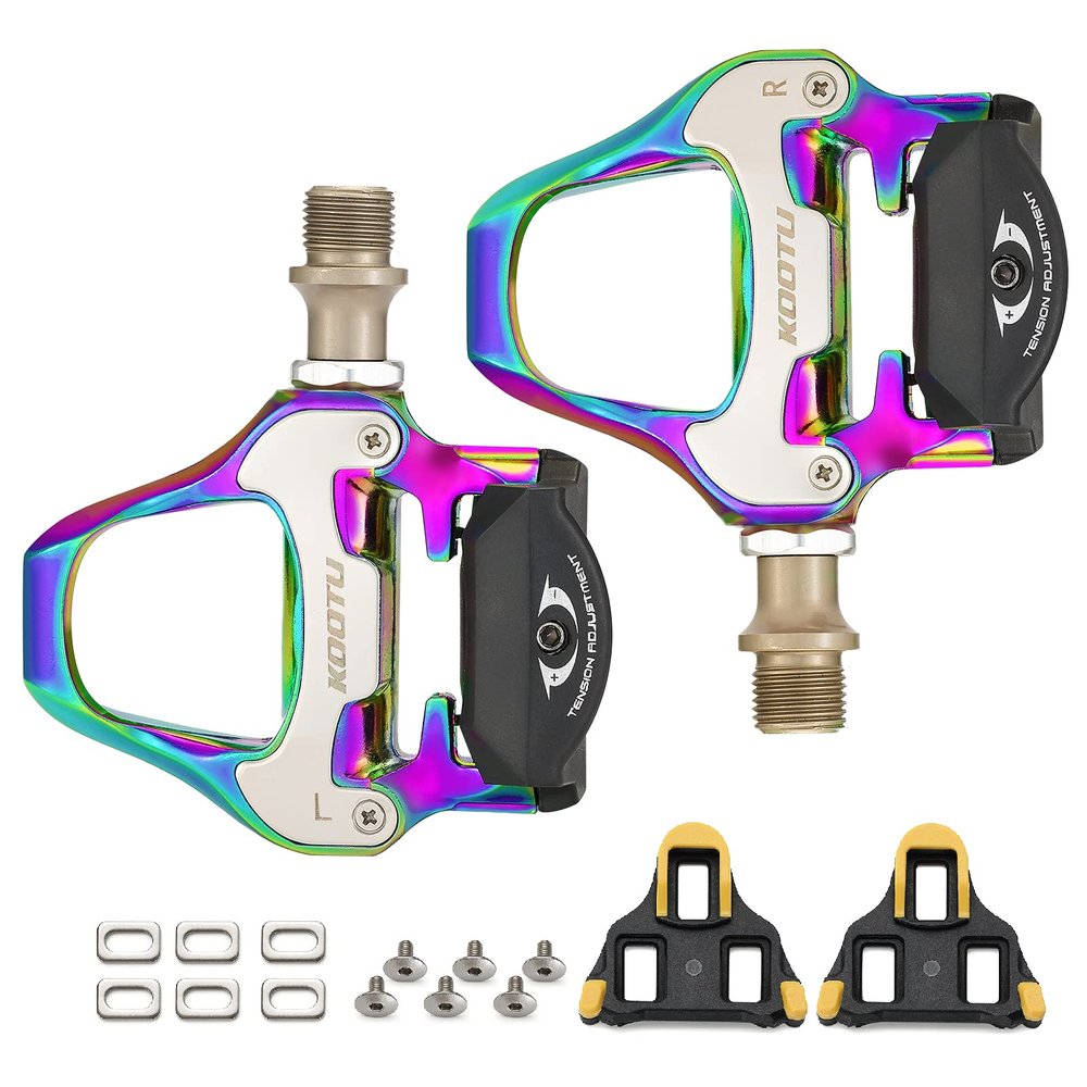 KOOTU SPD Bike Pedals 9/16" Universal Road Bike Pedals Bicycle Platform Pedals Clipless Pedals Suitable for Road Bike Spin Bike MTB Indoor Bike