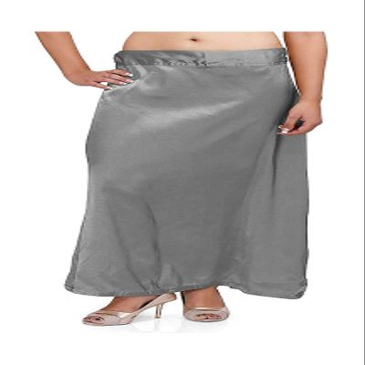 Kalagiri Women's Satin Petticoat Saree Satin Underskirt Sari Satin Silk Petticoat Grey, One Size