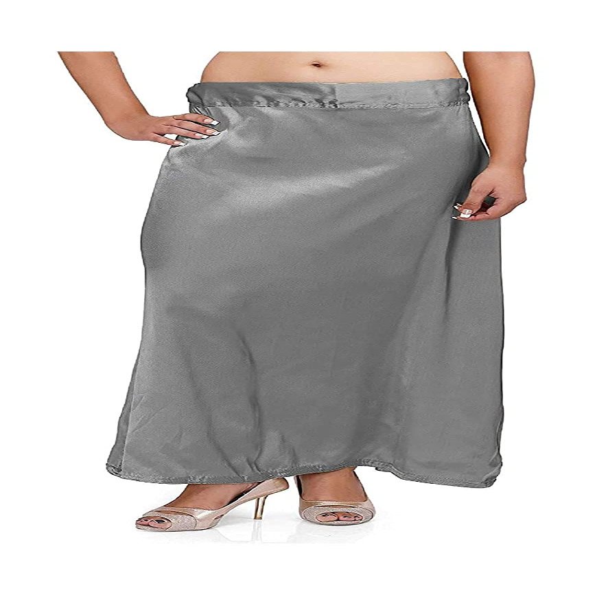 Kalagiri Women's Satin Petticoat Saree Satin Underskirt Sari Satin Silk Petticoat Grey, One Size