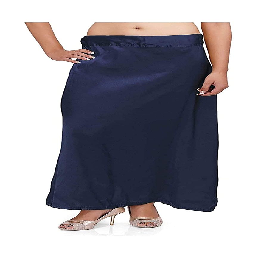 Kalagiri Women's Satin Petticoat Saree Satin Underskirt Sari Satin Silk Petticoat Navy Blue