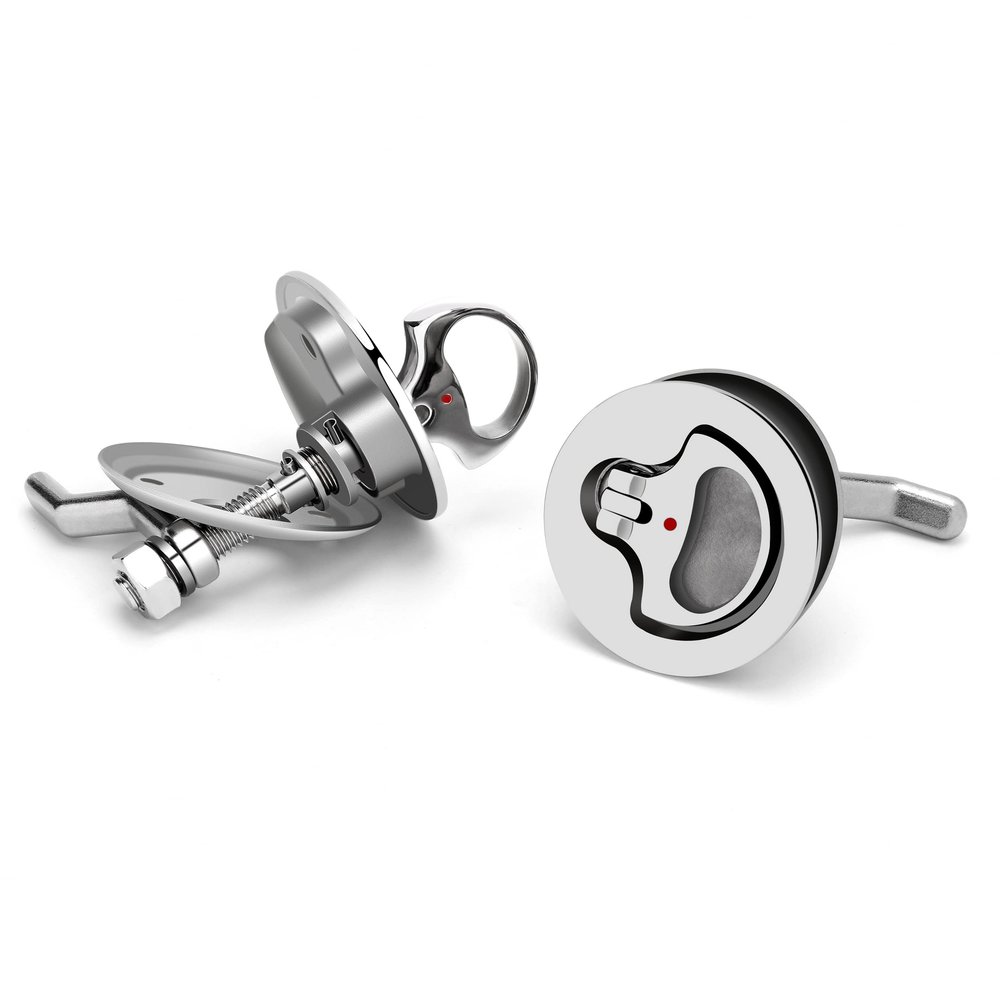 Searoam Boat Cam Latch 316 Stainless Steel Boat Latches Marine,Flush Pull Handle & Adjustable Locking Arm Height with Back Plate, Automatic Boat Hatch Latches,Pack of 2