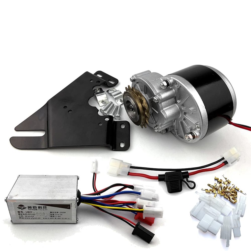 Freewheel Brushed Motor MY1016Z with 16 Teeth Gear Mounted and Brush Controller with Matched Connectors (36V)
