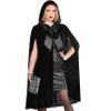 Black Hooded Cape With Oversized Bow For Women - One Size Fits All - Glamorous Costume Accessory, Perfect For Halloween, Costume Parties & Themed Events - 1 Pc view 1