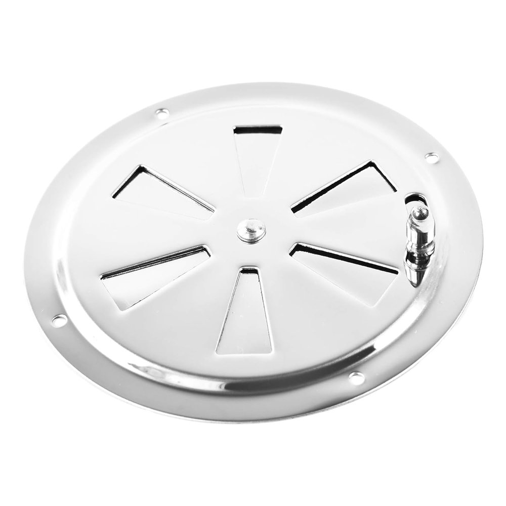 MARINE CITY 304 Grade Polished Stainless Steel Cabin Ventilation Plate Round Louver Vent Cover Butterfly Air Vent Gill Plate with Side Knob for Marine Yacht (6 Inches)