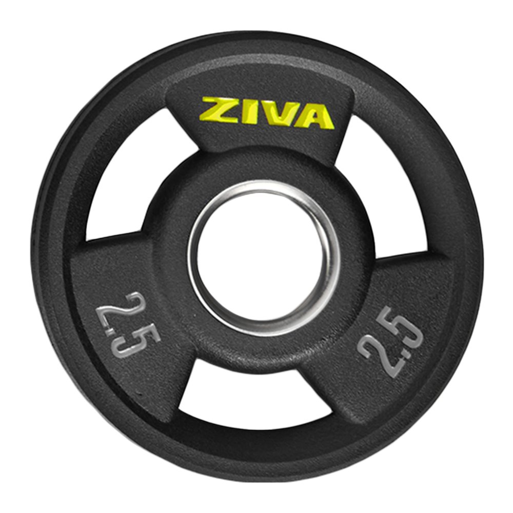 ZIVA Olympic Weight Plate  2.5 lb Premium Urethane-Coated Grip Disc with 2" Stainless Steel Insert and 3-Position Handle  Sold Individually | Does not fit Standard Studio Barbell