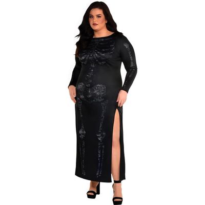 Amscan Skeleton Romance Dress For Women - Plus XXL (18-20) - Enchanting & Captivating Black Halloween & Costume Party Outfit, Ideal For Themed Parties & Unique Events - 1 Pc