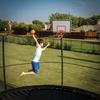 JumpKing Acc-UBSKU-Bolt Universal Adjustable Spring-Loaded Trampoline Attachable Basketball Hoop and Net with Inflatable Basketball, White view 2
