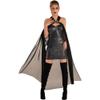 Draped Gothic Cape For Women - Luxurious Black Material For Stylish Dark Ensemble, Perfect For Halloween & Costume Parties - 1 Pc view 1