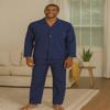 Hanes Men's Sleeve Long Leg Woven Pajama Set, Navy Heather, Large view 2