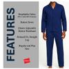Hanes Men's Sleeve Long Leg Woven Pajama Set, Navy Heather, Large view 3