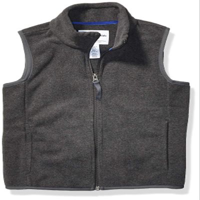 Amazon Essentials Toddler Boys' Full Zip Polar Fleece Vest, Charcoal Heather, 3T