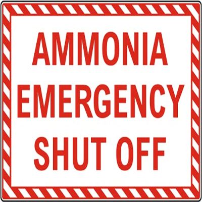 The Sign Studio - 10 14 - Ammonia Emergency Shut Off - 3.5 Mil Peel and Stick Vinyl Label