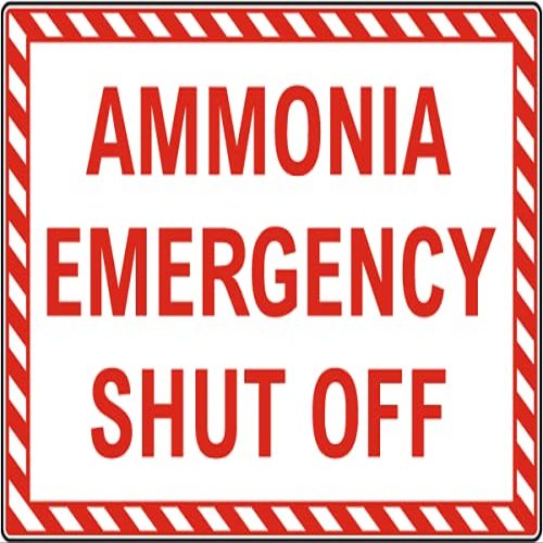 The Sign Studio - 10  14 - Ammonia Emergency Shut Off - 3.5 Mil Peel and Stick Vinyl Label