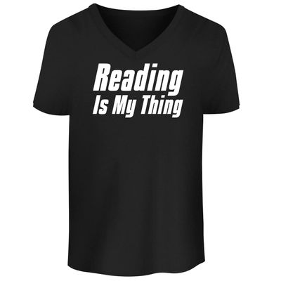 BH Cool Designs Reading Is My Thing - Men's Soft & Comfortable V-Neck T-Shirt, Black, XX-Large