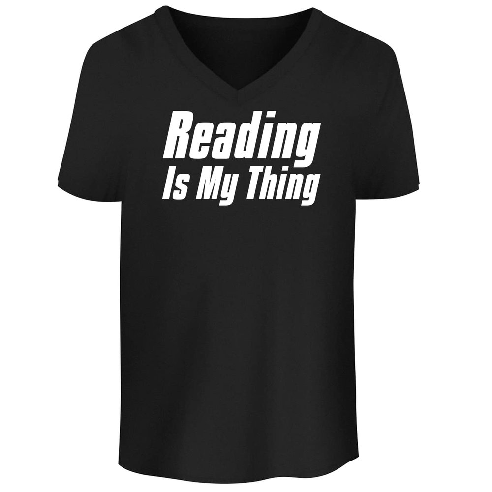 BH Cool Designs Reading Is My Thing - Men's Soft & Comfortable V-Neck T-Shirt, Black, XX-Large