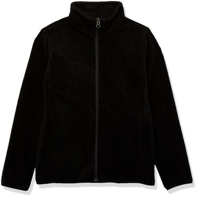 Amazon Essentials Boys' Polar Fleece Full-Zip Mock Jacket, Black Suede, Large