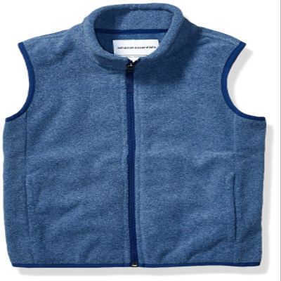 Amazon Essentials Toddler Boys' Full Zip Polar Fleece Vest, Blue Heather, 3T