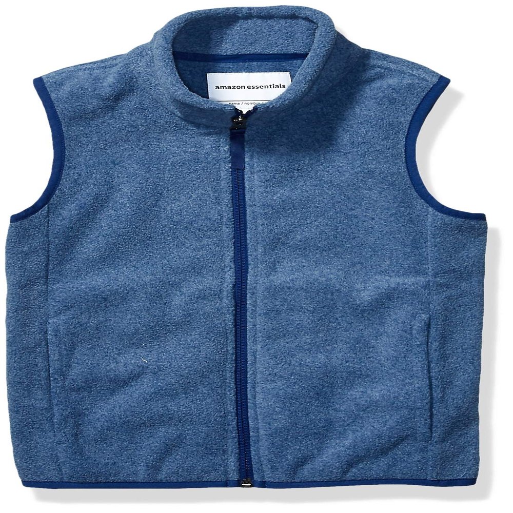 Amazon Essentials Toddler Boys' Full Zip Polar Fleece Vest, Blue Heather, 3T