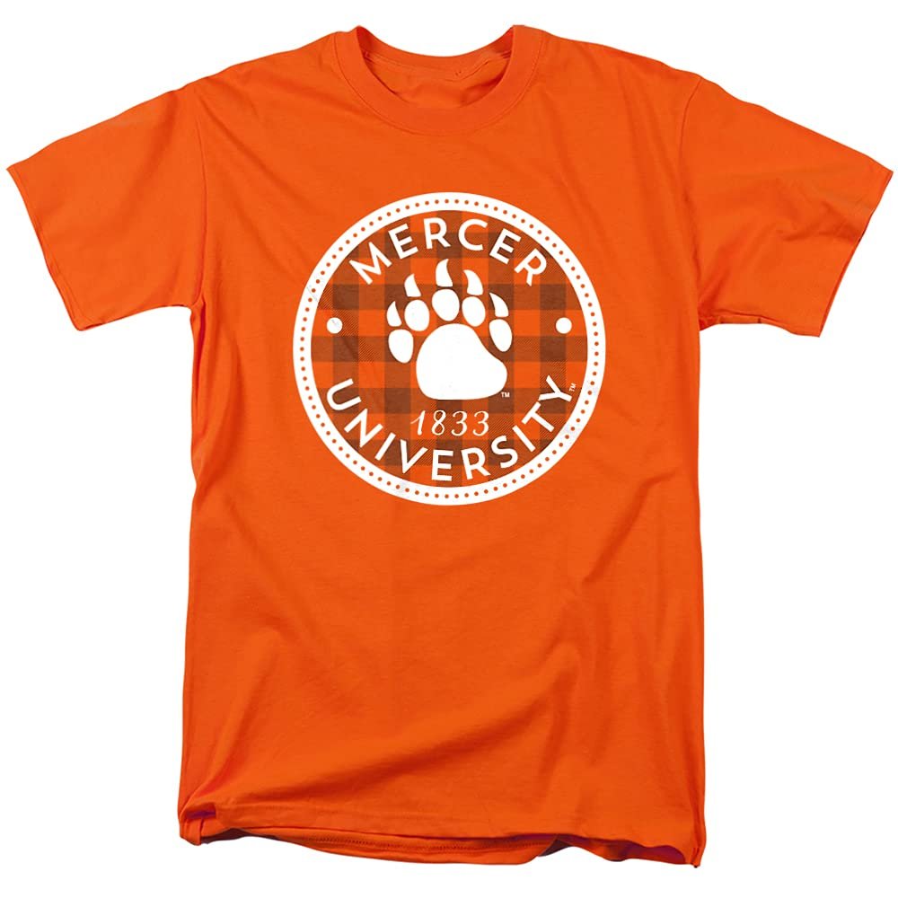 Mercer University Official Plaid Badge Unisex Adult T-Shirt, Plaid Badge, 4X-Large