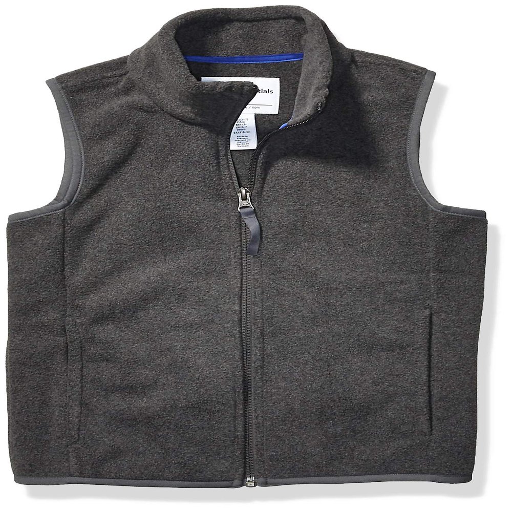 Amazon Essentials Toddler Boys' Full Zip Polar Fleece Vest, Charcoal Heather, 2T