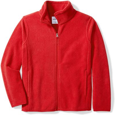 Amazon Essentials Boys' Polar Fleece Full-Zip Mock Jackets, Red, X-Small