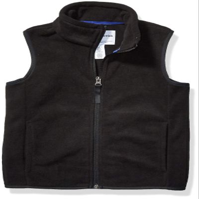 Amazon Essentials Toddler Boys' Full Zip Polar Fleece Vest, Black, 2T
