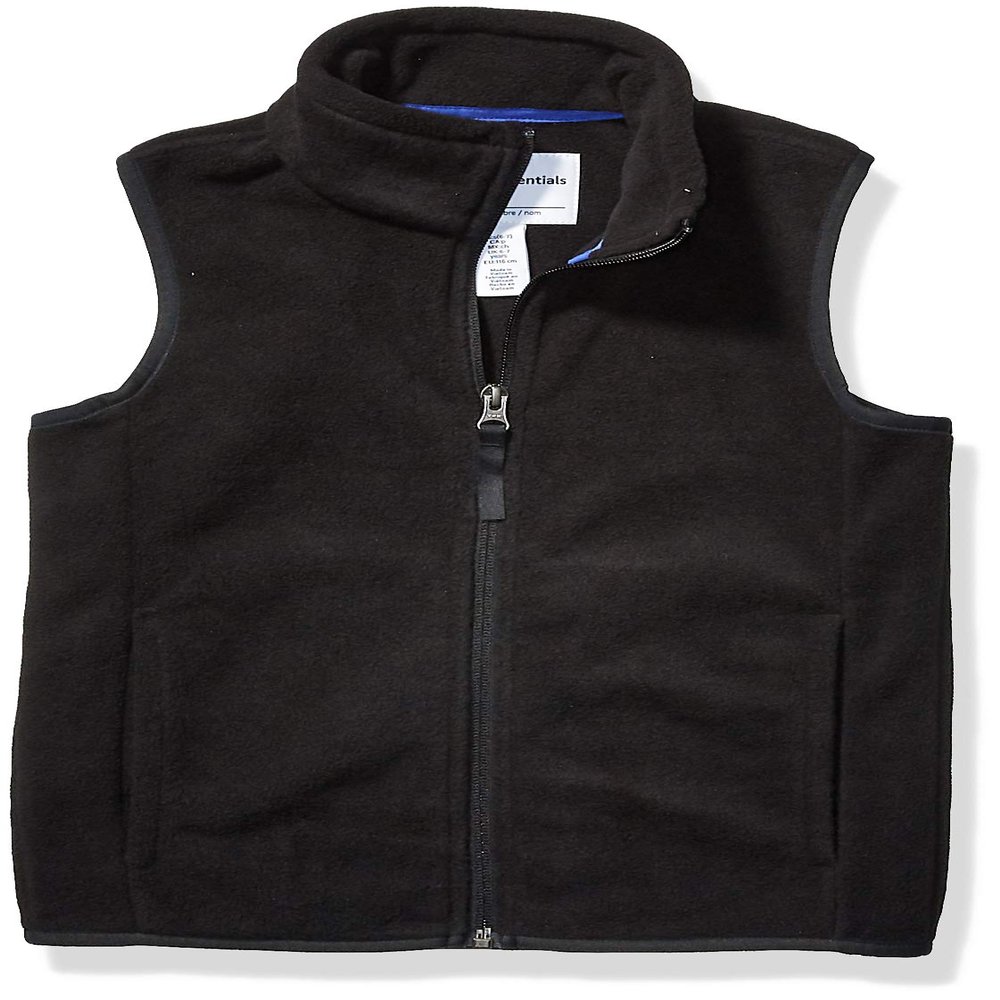 Amazon Essentials Toddler Boys' Full Zip Polar Fleece Vest, Black, 2T