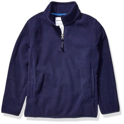Amazon Essentials Boys' Midweight Polar Fleece Quarter-Zip Pullover Jacket, Long Sleeve, Navy, X-Large